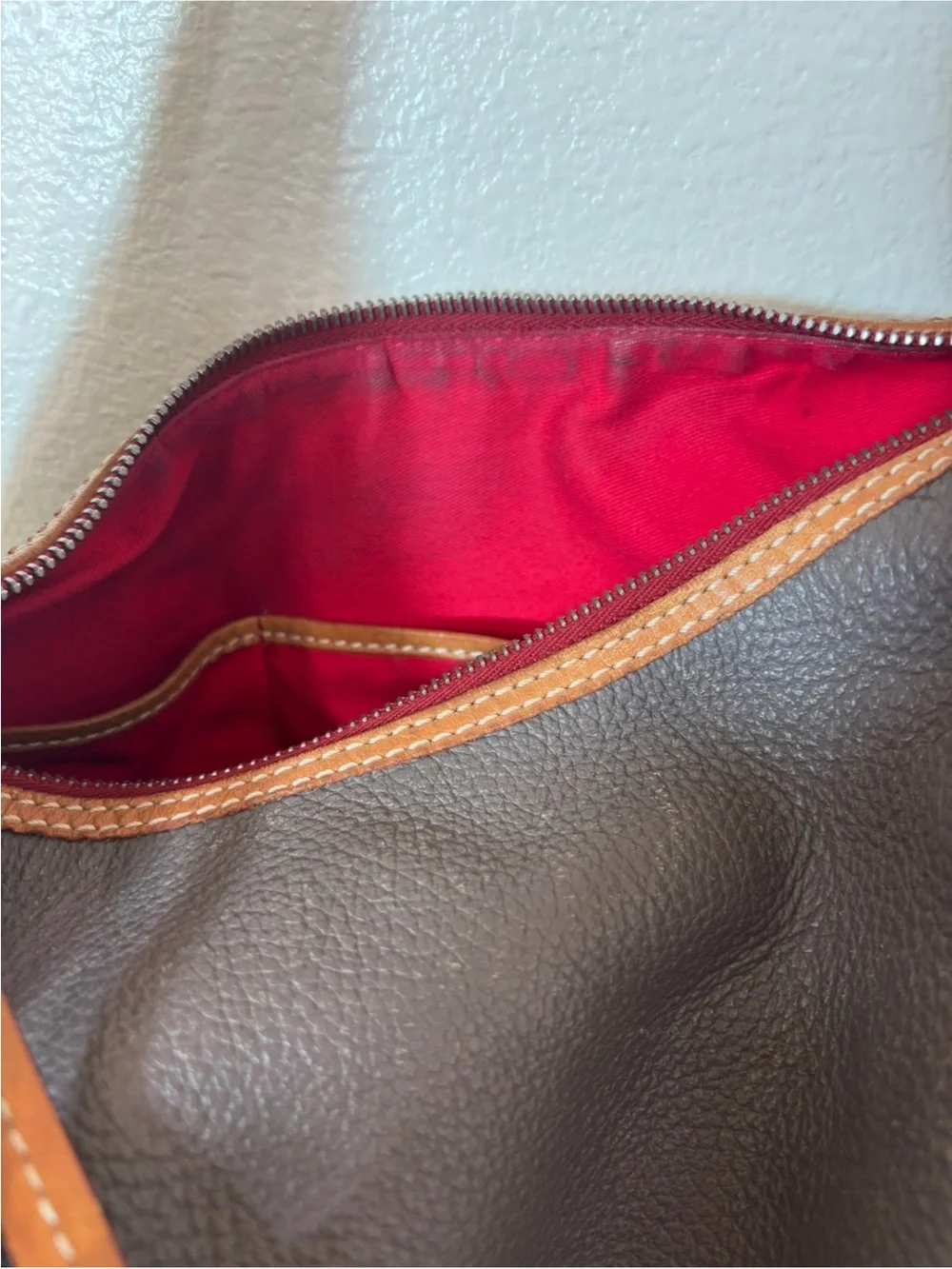 Dooney & Bourke gray and Tan Leather Hobo Bag